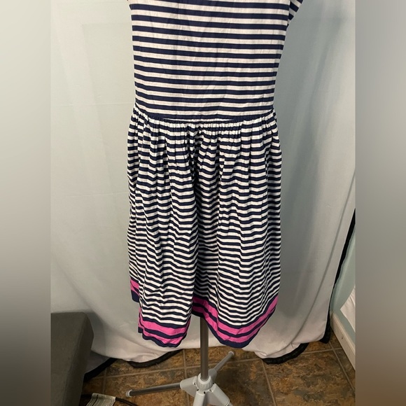 Lands end‎ Striped Navy and Pink Kids Dress girls size 8 - Picture 2 of 11